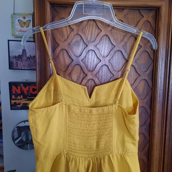 Express Fit and Flare Cami Linen Dress - Yellow, Size S - Picture 6 of 16